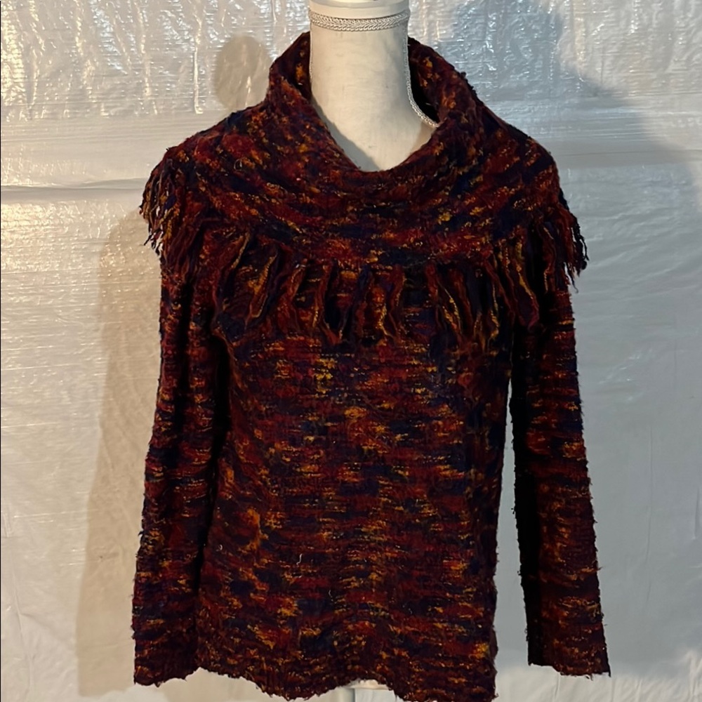Ruby Rd. Petite Multi colored fringe Neck Sweater